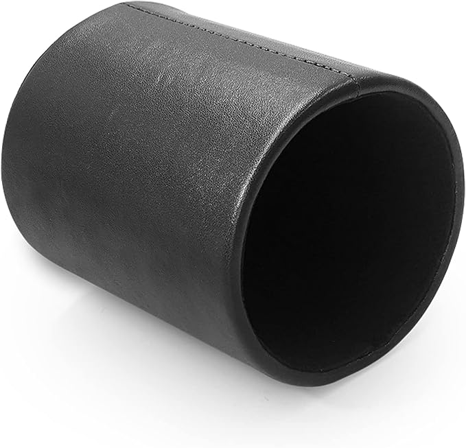 DreamsEden Pencil Holder, Leather Pen Cup for Desk (Round, Black)
