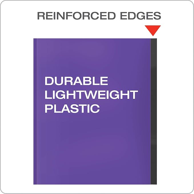 Oxford 2 Pocket Folders with Prongs, Sturdy Plastic Portfolios, Anti-Tear Edges, Letter Size, Purple, Red, Blue, Green, Black (89117) (Pack of 25)