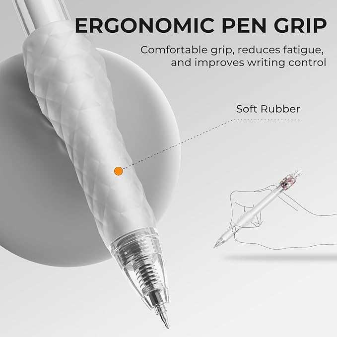 8 Pcs Gel Pens - 0.5mm Fidget Rotating Black Ink Fine Point Smooth Writing - Soft Grip Quick-dry Gel Pens for Journaling, Cute School & Office Supplies for Women Men