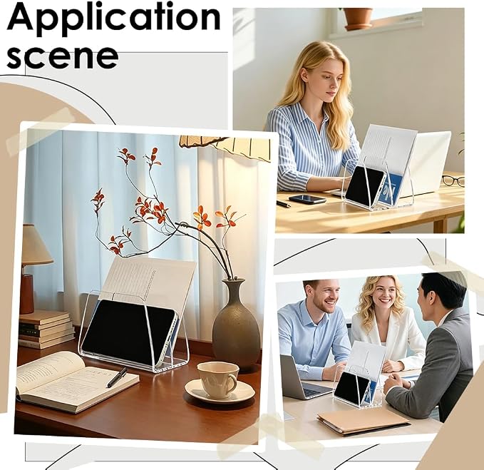 2 Pcs Acrylic Mail Organizer, 2 Compartments Desktop Organizer Holder Clear Small File Script Letter Office Document Storage for Desktop Bill Document Notebook