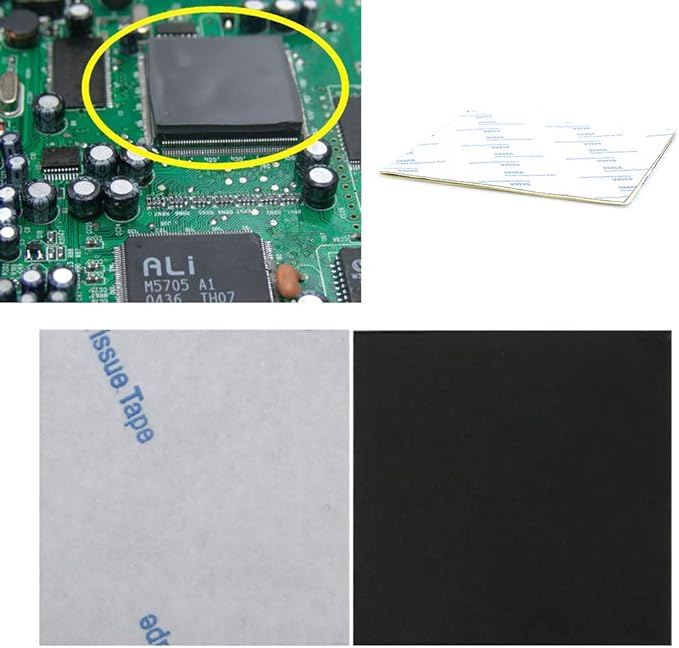 48Pcs Double-Sided Thermal Adhesive Tape for Heatsink 25mm X 25mm for Chipsets Video Card Memory Cooler
