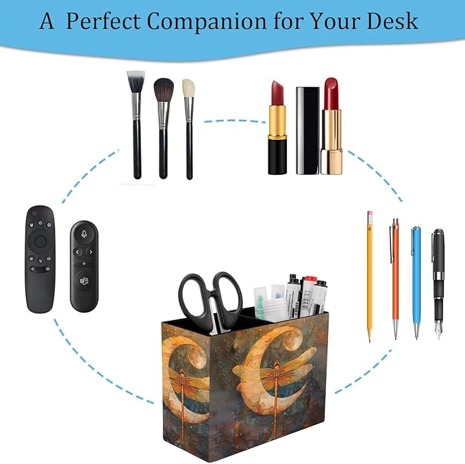 Pen Holder, Pencil Case, Makeup Brush Storage Box, Tableware Storage Box, Suitable for Office Or Home Item Organizing Stand - Vintage Dragonfly