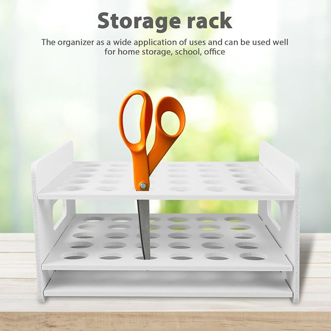 Scissors Organizer and Test Tube Display Rack 30-Hole Wooden Storage Box for Classroom Home Office Use