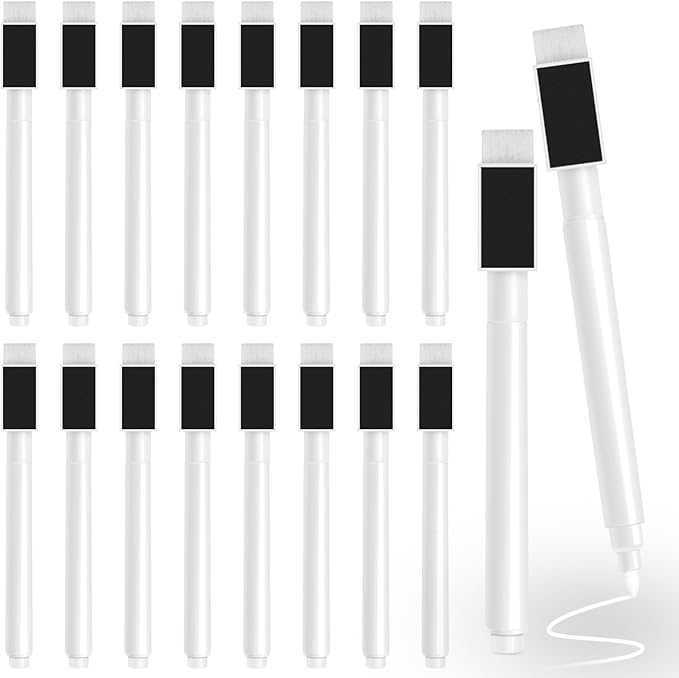 18 Pcs White Magnetic Dry Erase Markers, 4.5 Inch White Magnetic Whiteboard Pens with Eraser Cap, Fine Tip Whiteboard Markers Bulk for School, Office, Home Supplies
