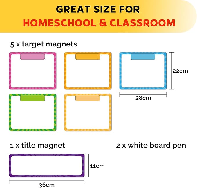 KIKIGOAL Reusable Magnetic Write and Wipe Paper Classroom Organization Chart, Dry Erase Objectives Learning Magnets for Class Whiteboard with 2 Writing Markers, Great for Classroom Goals Targets