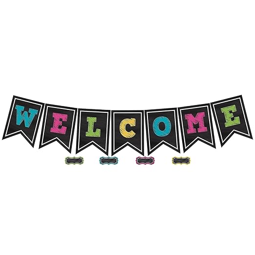 Teacher Created Resources Chalkboard Brights Welcome Pennant Bulletin Board (TCR5614)