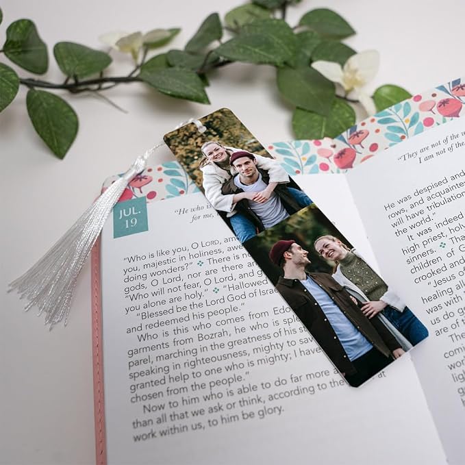 Custom Metal Bookmark with Personalized Photo and Text (2 Images)