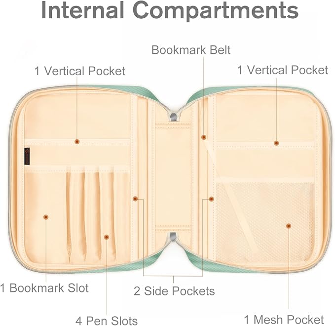 FINPAC Bible Cover, Carrying Book Case Church Bag Bible Protective with Handle and Zippered Pocket, Gift for Mother Lady Women Men, Light Green
