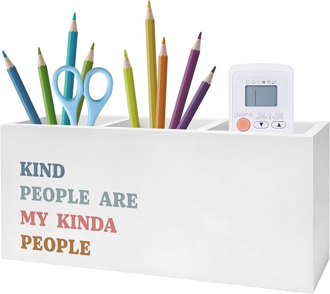 Kind People Are My Kinda People Pen Pencil Holder, Teacher Appreciation Gifts, Positive Affirmations Humorous Pencil Pen Holder Organizer for Teacher Office Desk Accessories