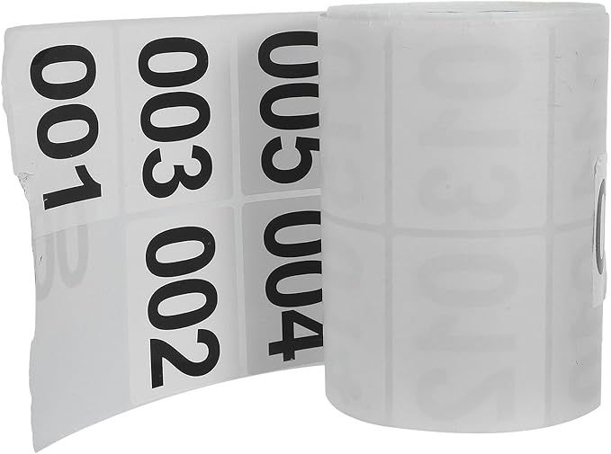 FUOYLOO 1 Roll 001-1000 Inventory Number Sticker Labels Self Adhesive Labels Consecutive Number Stickers for Indoor, Outdoor, Storage, Classification, Supplies