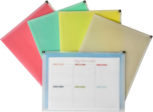 C-Line Zip 'N Go Expanding Portfolios, Letter Size, 200-Sheet Capacity, Assorted Colors, 24 per Pack (99480-24)