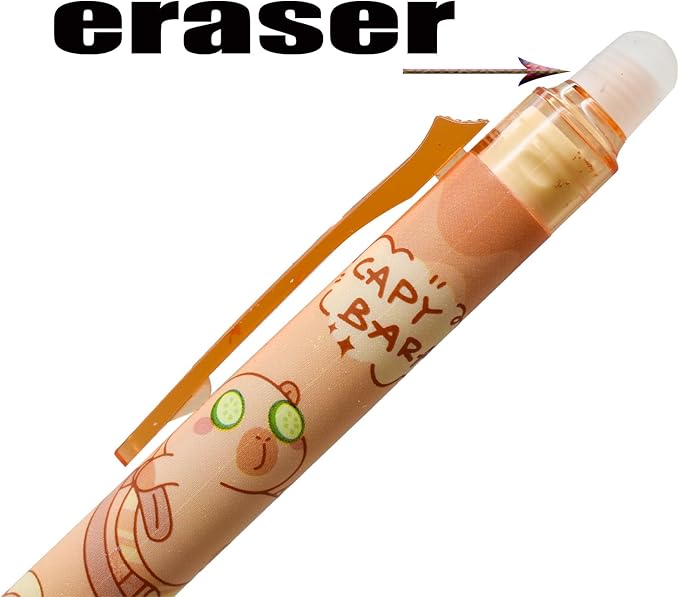 10 PCS Novelty Capybara Erasable Gel Pens Bunny Pens Soft sponge pencil holder With Blue Ink for School Office Journaling Christmas Birthday Party