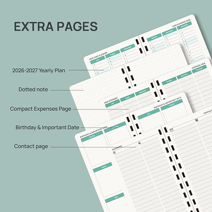 POPRUN Pocket Planner 2026-2027 (Slim Size 3.5'' x 6.5'') Academic Purse Calendar (July 2026 - June 2027) with Hourly Time Slots, 100GSM Thick Paper, Spiral Soft Cover - Night Sky Blue