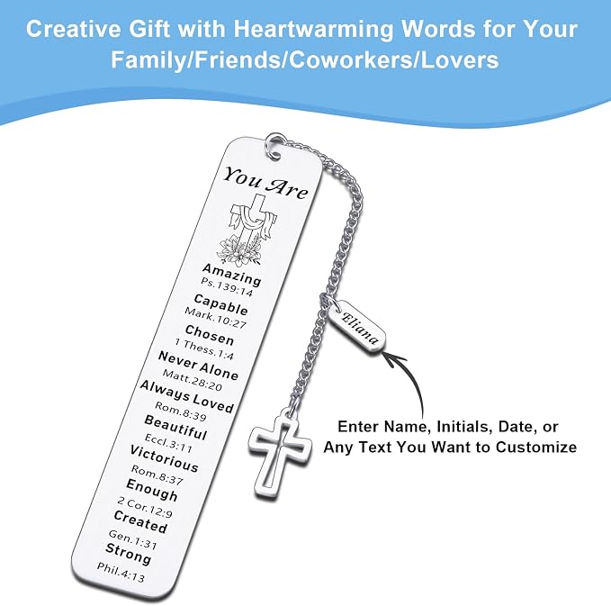 Christian Personalized Bookmark, Catholic Easter Basket Stuffers, Custom Bookmark, Easter Basket Essentials, Baptism First Communion Gifts for Girls Boys Teens, Book Marks for Reading Women Men Prayer