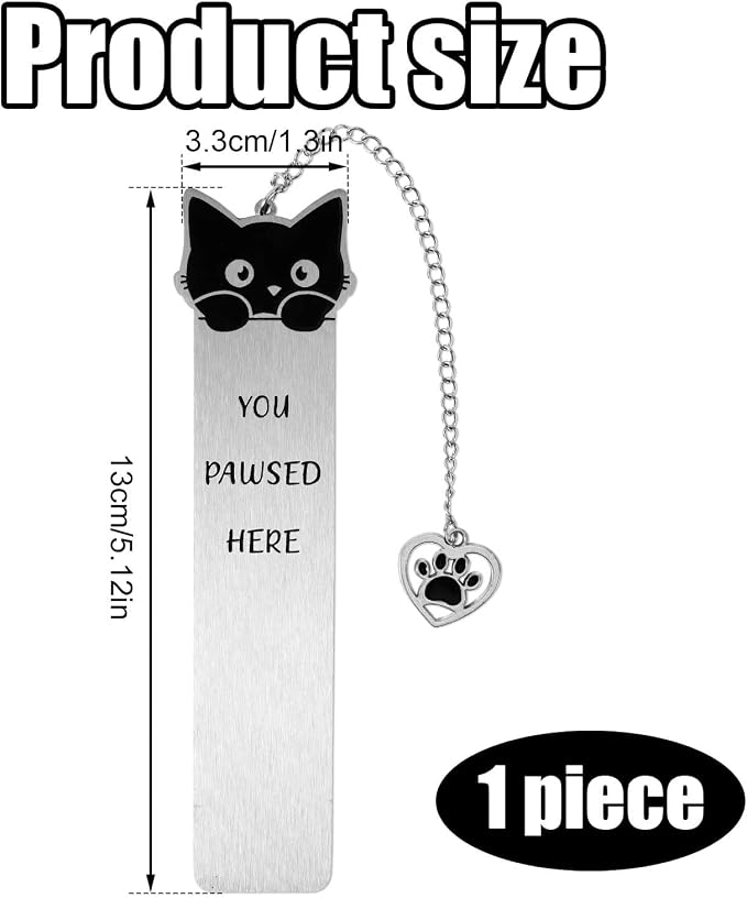 Cat Bookmark, Zinc Alloy Kitten Pet Book Marker for Women Cute Bookmark Cat Lovers Bookish Gift Funny Animals Book Mark with Heart Pendent for Reading Lovers