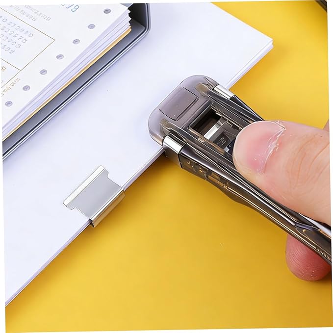 Multi-Function Desktop Stapler with Document Clamp and 200pcs Refill Clips, Portable Professional Paper Stapler for Office and School Binding
