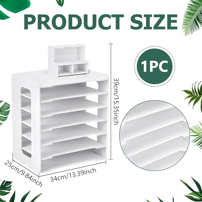UNICRAFTALE 7 Tier Paper Storage Organizer with Small Storage Box Stackable Scrapbook Paper Organizer Plastic File Organizer for Desk White Papers Holder Organizers for Home Office 9.84"x13.38"x15.35"