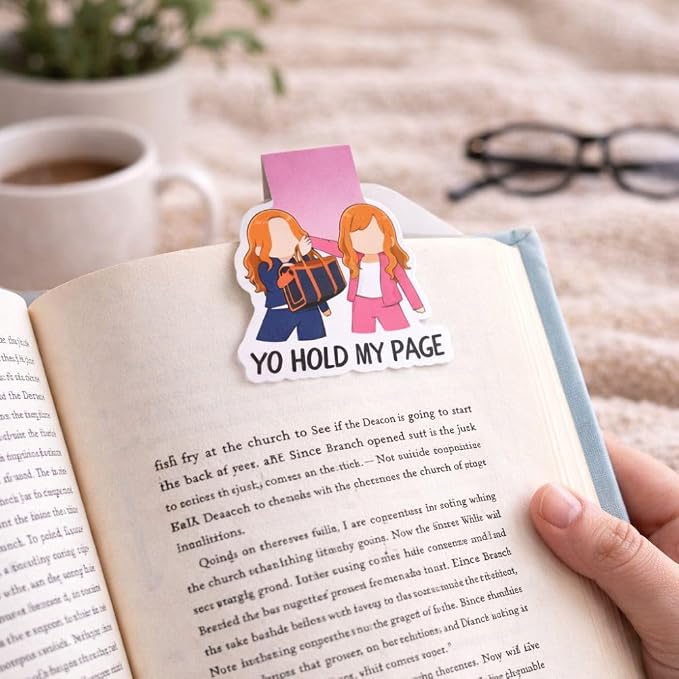 YJ PREMIUMS 4PC Funny Magnetic Bookmarks | Fun Cute Magnet Book Marks Reading Lost Hot Girls Read Books You were Right Here for Women Work Adults Travel School Teacher Office Supplies Gifts