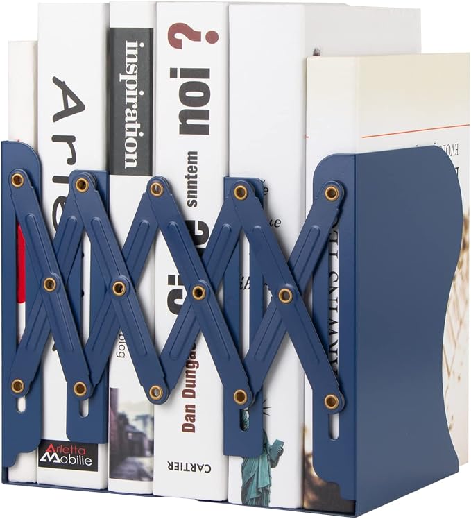 Aobopar Metal Bookends - Heavy Duty Book Holders for Shelves, Suitable for Office, Home and School Use (Dark Blue)