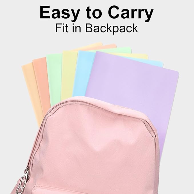 MystiCharm Folders with Pockets Back to School Supplies for Students Teacher 6 Pack 2 Pocket Pastel Plastic File Folders Bulk for Documents Homework Paper Resume School Office Supplies Accessories