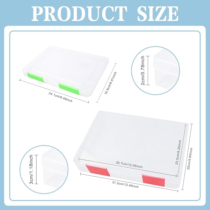 12 Pcs Clear A4 A5 File Box Document Plastic Storage Box with 48 Labels File Holder Organizer Paper Plastic Case Magazine Protector with Buckle Office School Supplies