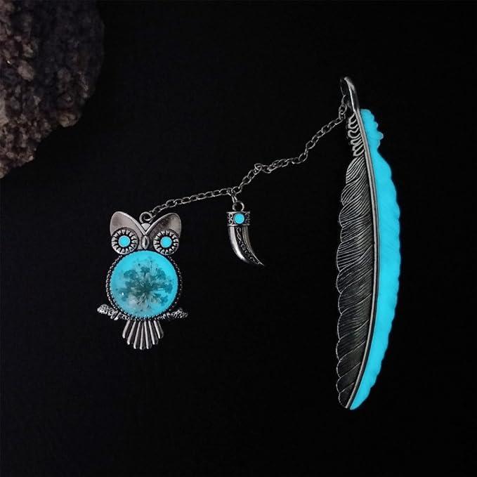 Luminous Bookmark, Retro Glow in The Dark Reading Bookmarks for Women Men Lovers,Book Markers with Pendant Holiday Gifts