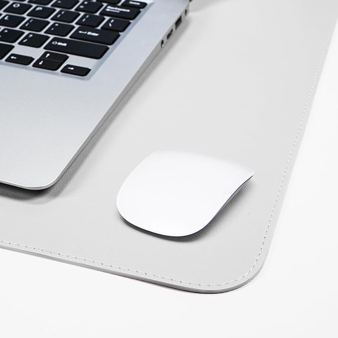 AFIING Cork Desk Mat 55" x 17", Dual-Sided Natural Cork & PU Leather Desk Pad, Non-Slip Waterproof Large Mouse Pad for Office, Home & Gaming (White)