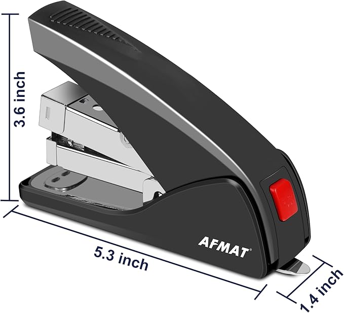 AFMAT Stapler for Desk, 50 Sheet Effortless Desktop Stapler Staple with One Finger, Portable Ergonomic Handheld Staplers Heavy Duty, Built-in Remover, Space Save Size, Good for Home & Office ES10