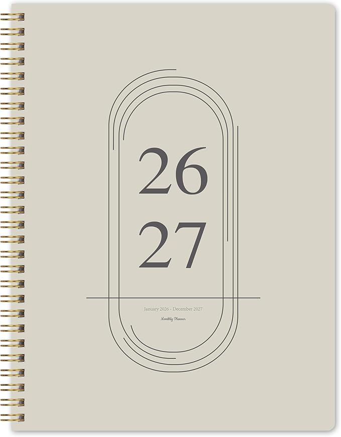 2026-2027 Monthly Planner - 2 Year Monthly Planner 2026-2027, Jan 2026 - Dec 2027, 7" x 9", 2 Year Calendar with 24 Month, Twin-wire Binding, Note Pages, Beige