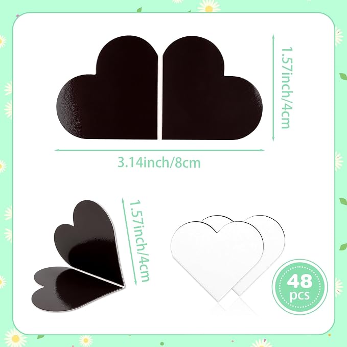 Hooqict 48Pcs Heart Magnetic Bookmarks Book Mark Sublimation Magnet Blanks Bookmark Page Clips Bulk for Reading Women Book Lovers Gifts Student Teacher School Office Supplies