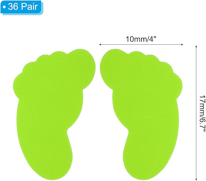 PATIKIL Foot Shaped Carpet Markers, 72pcs (36pairs) Nylon Floor Spots Markers Colorful Hook and Loop Marker Dots for Classroom Teacher Supplies, Light Green