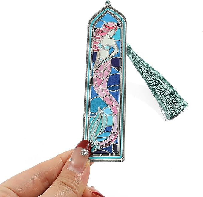 Enchanting Colourful Mermaids Bookmark with Tassel - Magic Brass Book Marks for Women Girls, Reading Supplies Books Accessories Gifts