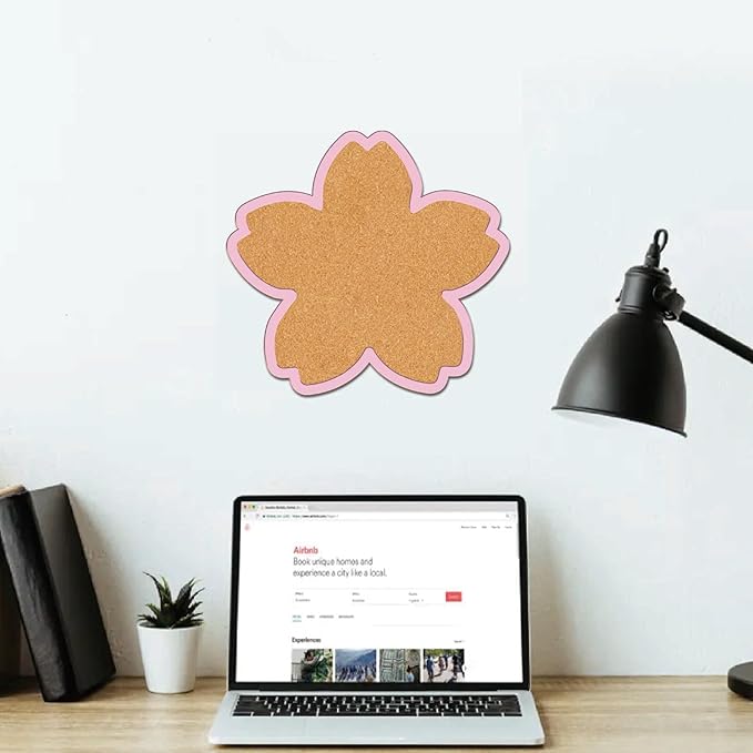 CRASPIRE Flower Pin Cork Board 10.43x9.8In Framed Bulletin Display Pink Cherry Blossom Wood Decorative Corkboard Wall Mounted Memory Memo Brooch Lapel Holder Storage for Home Office Classroom Wedding