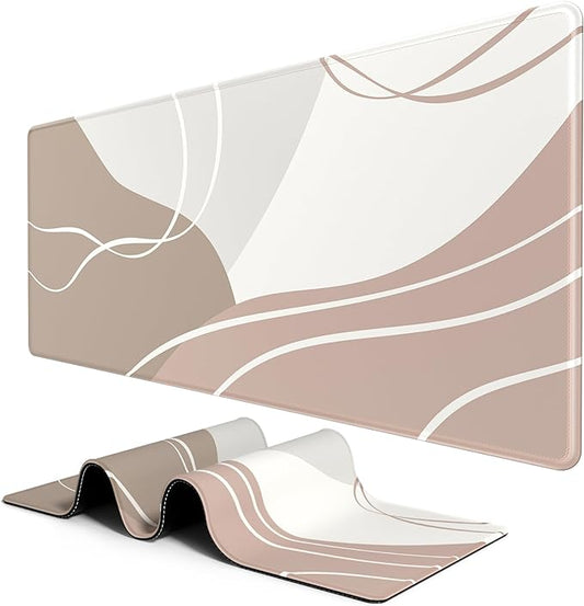 BOSOBO Large Mouse Pad, Desk Mat, XXL Gaming & Keyboard Mat, Desktop Full Cover 31.5 x 11.8 Inches, Modern Abstract Lines