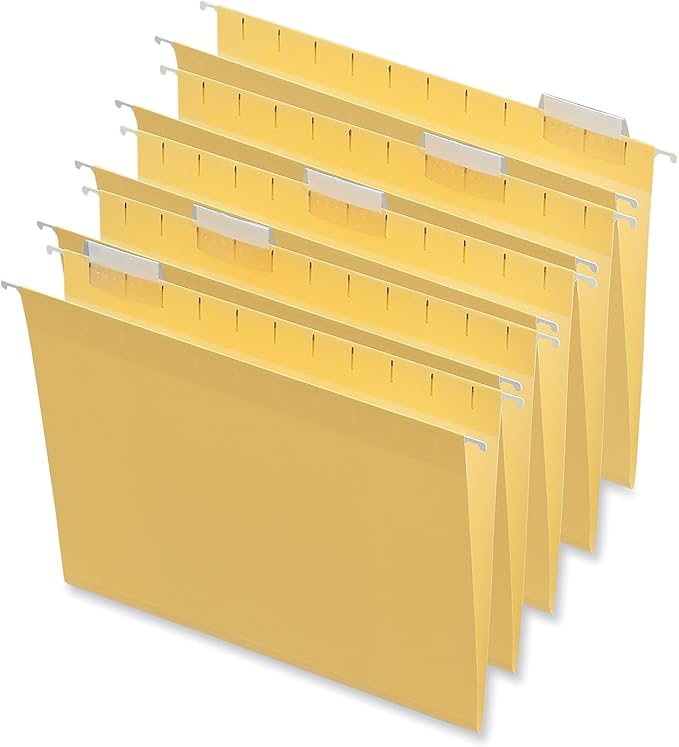 Universal Deluxe Bright Color Hanging File Folders, Letter Size, 1/5-Cut Tabs, Yellow, 25/Box