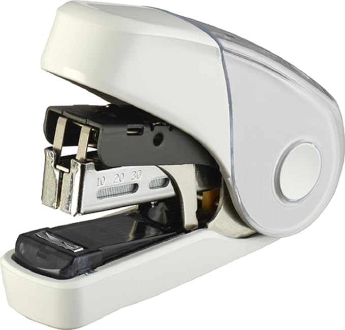 Max HD-10FL3K/W Sakuri-Flat Stapler, Holds 100 Spare Needles, White