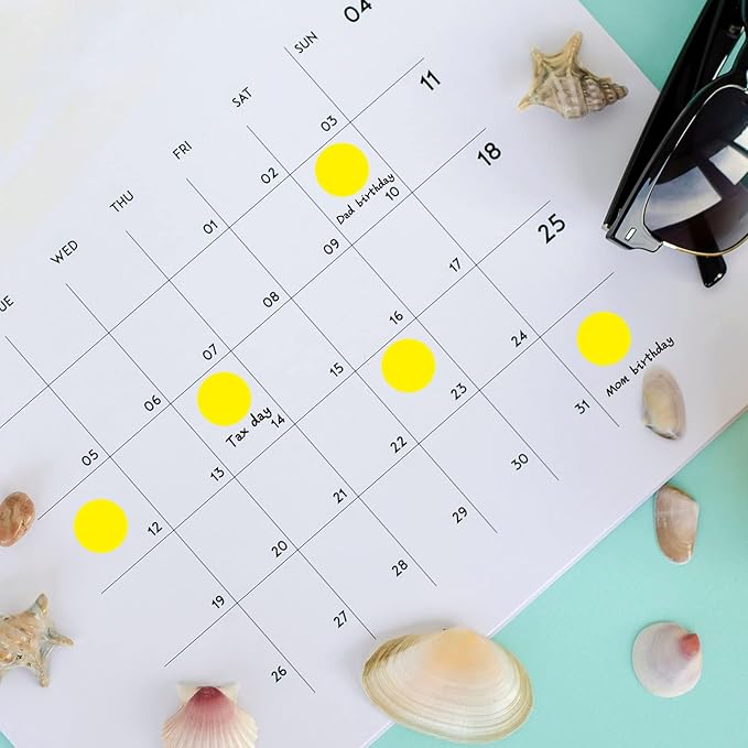 1400 PCS Yellow Dot Stickers Round Coding Labels Circle Dots Labels Stickers Polka Circle Dot Stickers Label Sticker for Office,Classroom,Papers Etc