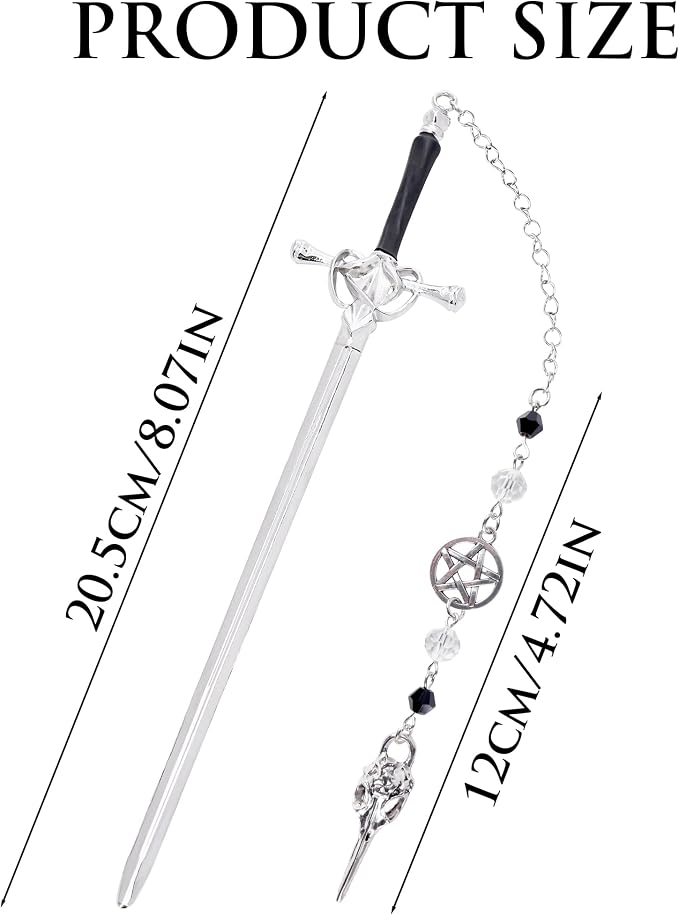 Halloween Gothic Sword Bookmark - Unique Crow Charm Metal Book Marks for Women Men Cool Page Mark Birthday Bookish Gifts School Reading Accessories for Students Teachers Lovers Readers