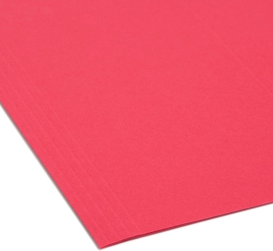 Smead TUFF Hanging File Folder with Easy Slide Tab, 1/3-Cut Sliding Tab, Letter Size, Red, 18 per Box (64043, Rod Color May Vary)