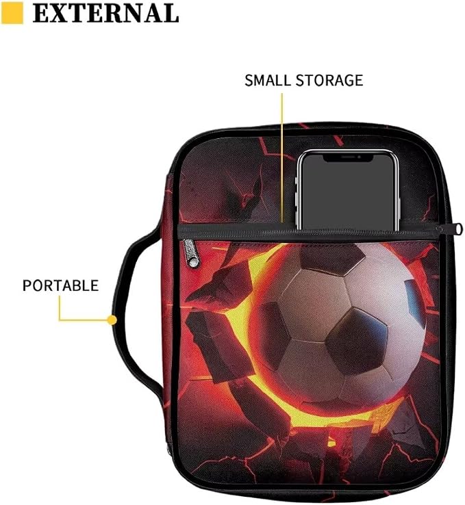 Coldinair Football Bible Cover with Handles,Zippered Bible Carrying Case for Women Men Bible Tote Bag Bible Book Cover Accessories,Christian Church Bag Purse