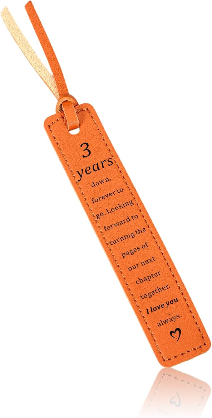 Leather Bookmark 3rd Anniversary Wedding Gifts for Him Her, 3rd Anniversary Valentines Gift for Husband Wife, Bookmark for Book Lover,Men Women, 3 Year Leather Presents