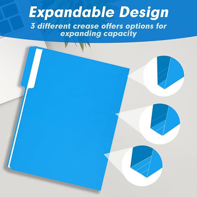 File Folder, RAZCC 30 Pack 1/3 Cut Tab Colored File Folders, File Folder Letter Size for Office Classroom Use, Assorted 5 Colors Folders with Tabs