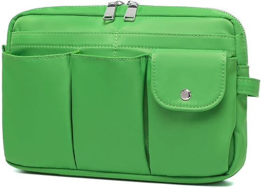 Storage Bag-arge Cosmetic Bag for Women Travel Makeup Bag Zip Up Bag Pure Cotton Canvas Can be Suspended (Grass Green)
