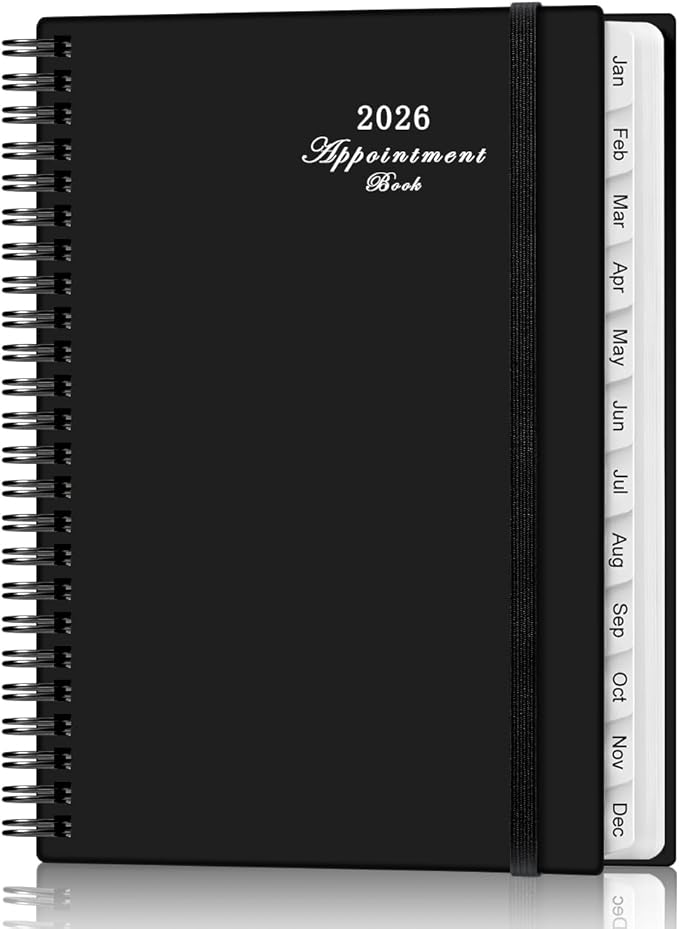 2026 Appointment Book & Planner - 2026 Daily Hourly Planner from January 2026 - December 2026, Weekly Appointment Book with 30-Minute Interval, Medium 6.4" x 8.5", Black-D
