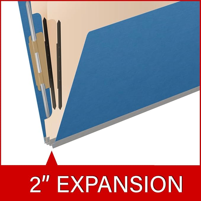25 Pt. Pressboard Classification Folders, Full Cut End Tab, Letter Size, 2 Dividers, Royal Blue (Box of 10)