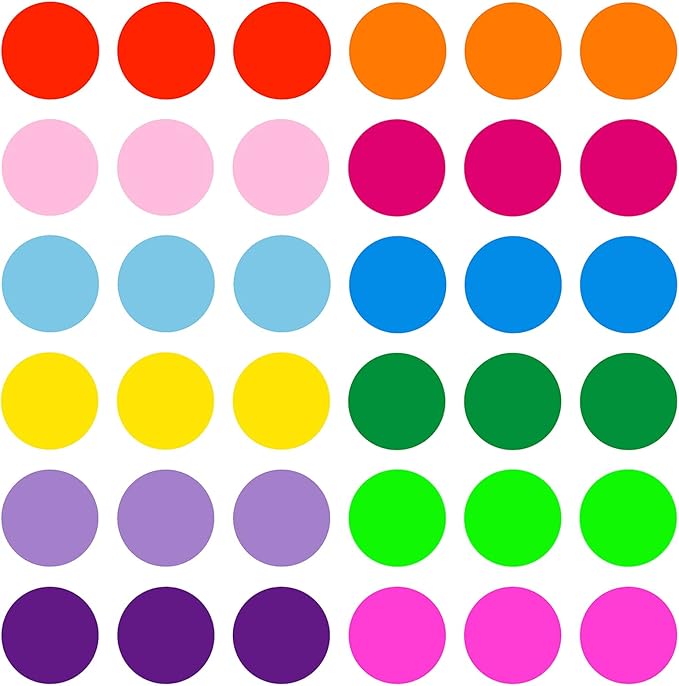 ELANE 36 Pcs Colorful Dry Erase Dots for Classroom Tables, Board for Desk, Sticker for Wall, Tables (6 Inch) (36)