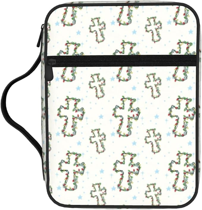 Christian Religion Cross Floral Flower Bible Cover Case Carrying Book Protector Case Bible Study Supplies Accessories Holder Case Christian Gift for Women Men