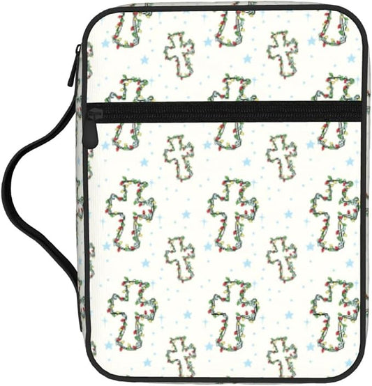 Christian Religion Cross Floral Flower Bible Cover Case Carrying Book Protector Case Bible Study Supplies Accessories Holder Case Christian Gift for Women Men