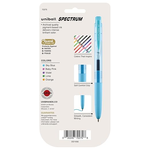 uniball Spectrum Retractable Gel Pens, Medium Point (0.7mm), Assorted Ink, 5 Pack