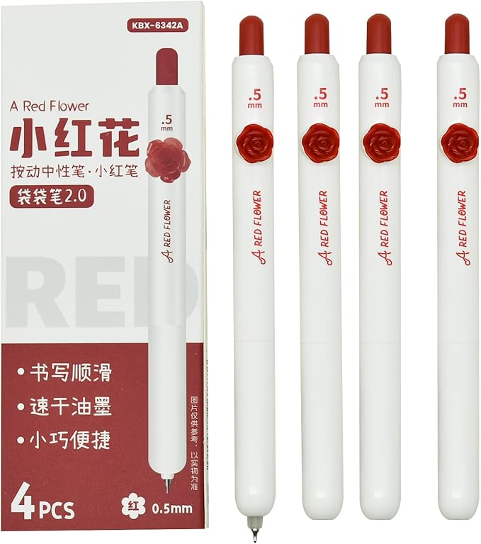 8 Pcs Red Ink Pens for Teachers Rose Clip Pen Inspirational Marking Pens Fine Point,Smooth Ink Pens Red Pen Bulk for Checking At School Office